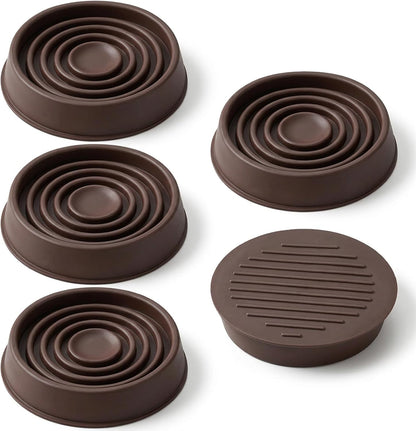 5 PCS 1.5 X 1.5 Inch Round Rubber Caster Cups, Non Slip Furniture Casters Cup Brown Furniture Coasters Furnitures Leg Protectors Anti Slide Floor Protector for Bed Couch Chair Table Stoppers