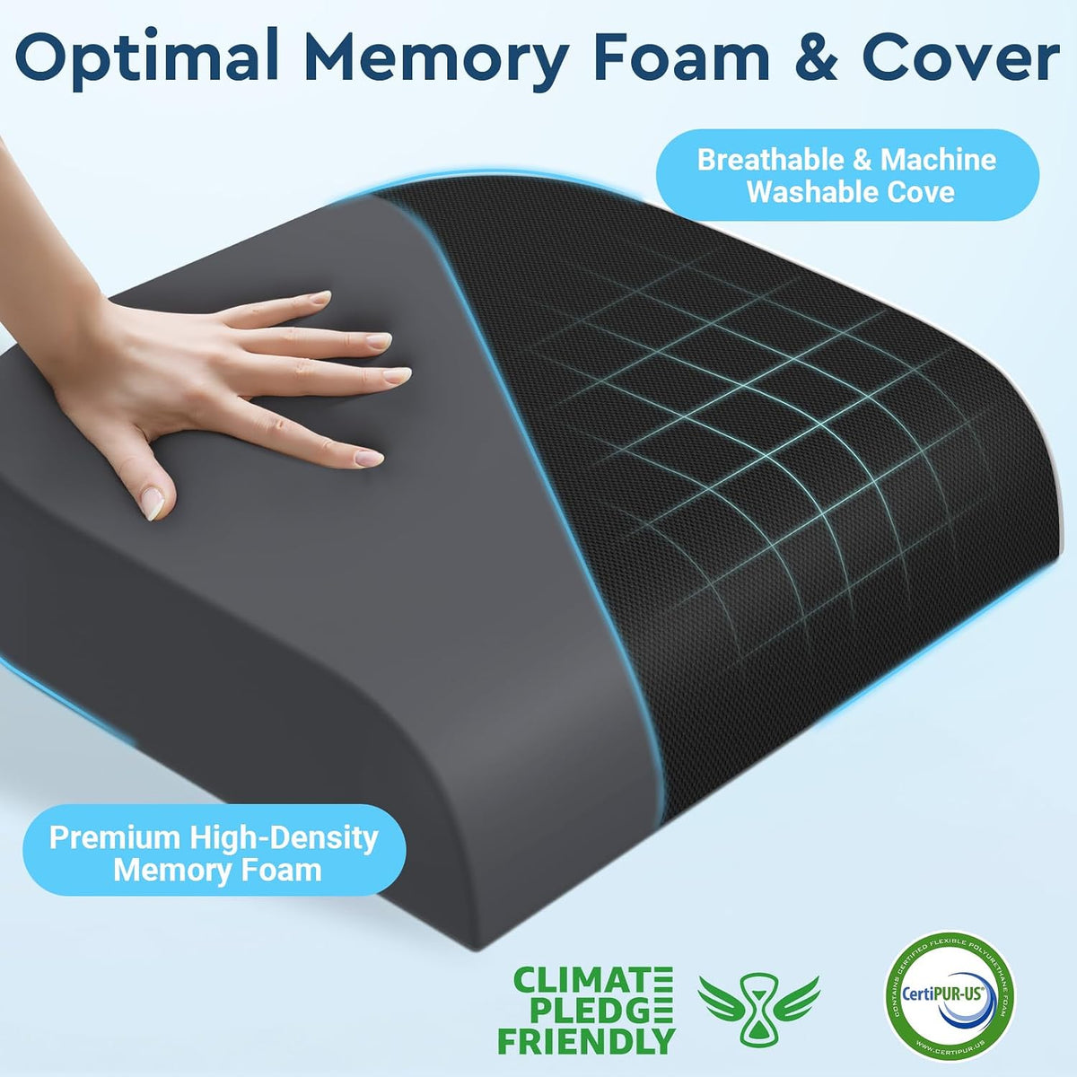 Seat Cushion, Memory Foam Office Chair Cushion, Black, Large