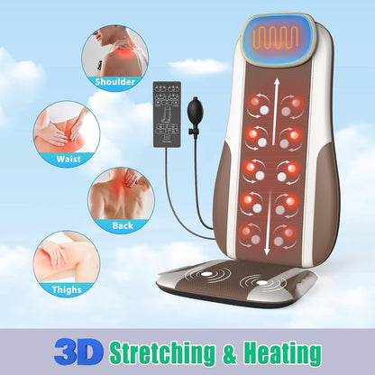 Back Massager with Soft Plush Fabric Cover, Massage Seat Cushion with 8 Vibration Motors & 2 Heating Levels, Chair Massager for Recliner, Office Chair, Sofa Use