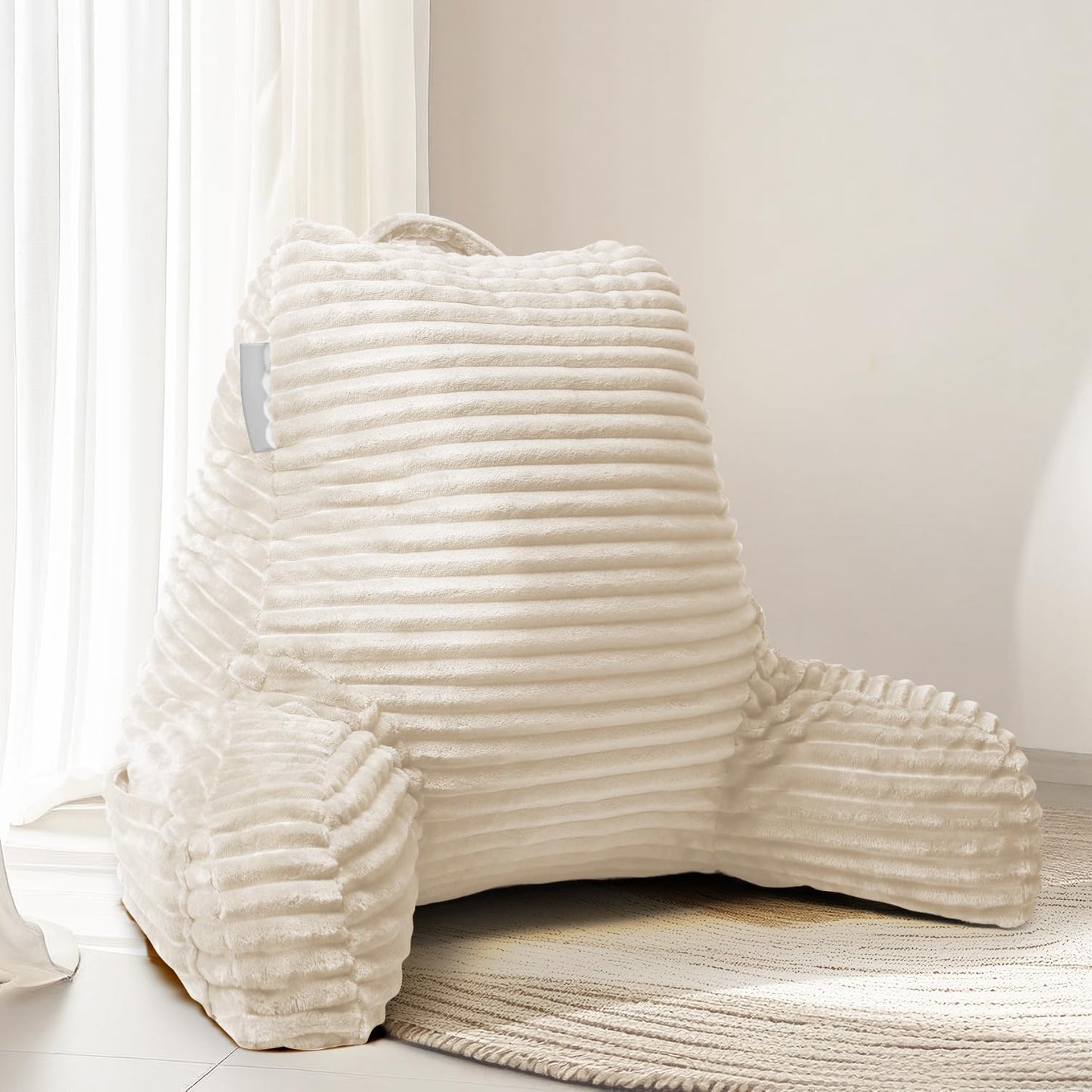 Hearth & Harbor Reading Pillow for Bed Adult – Back Pillow for Sitting in Bed, Standard Bed Pillows for Sitting Up in Bed, Foam Bed Chair Pillow, Stone Blue Bed Rest Pillow