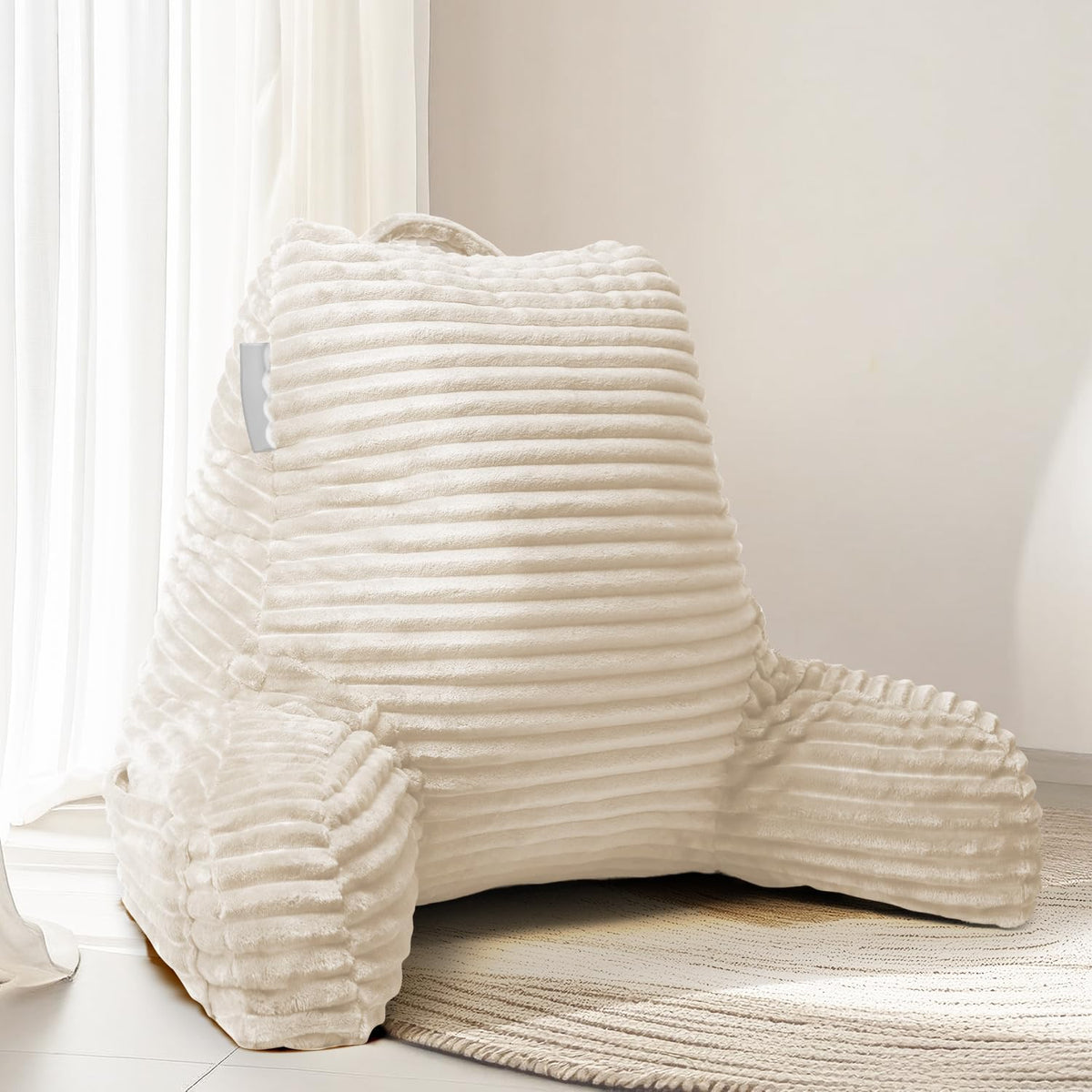Hearth & Harbor Reading Pillow for Bed Adult – Back Pillow for Sitting in Bed, Standard Bed Pillows for Sitting Up in Bed, Foam Bed Chair Pillow, Stone Blue Bed Rest Pillow