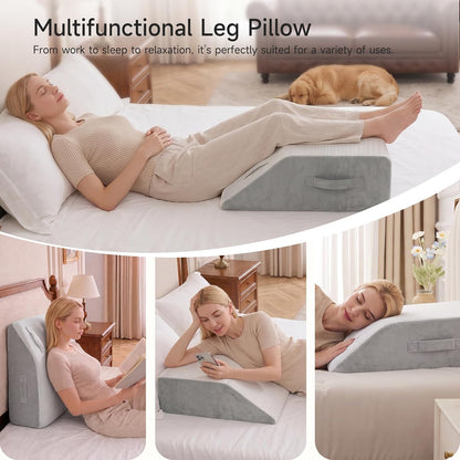 Leg Pillow Elevation Blood Circulation, 23.2×16.5×7.5in, White | Leg Elevating Pillows for After Surgery, Foot Knee Pillow for Back Pain, Memory Foam Wedge for Elevation for Leg Swelling