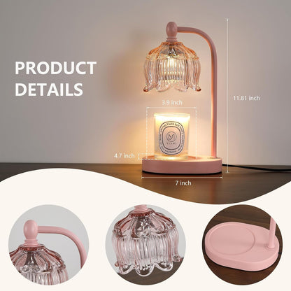 Candle Warmer Lamp with Timer and Dimmer,Electric Gold Light Gifts for Women Melt Wax Warmer Lamp with 2 Bulbs for Candle Jars House Warming New Home Decor Bedroom