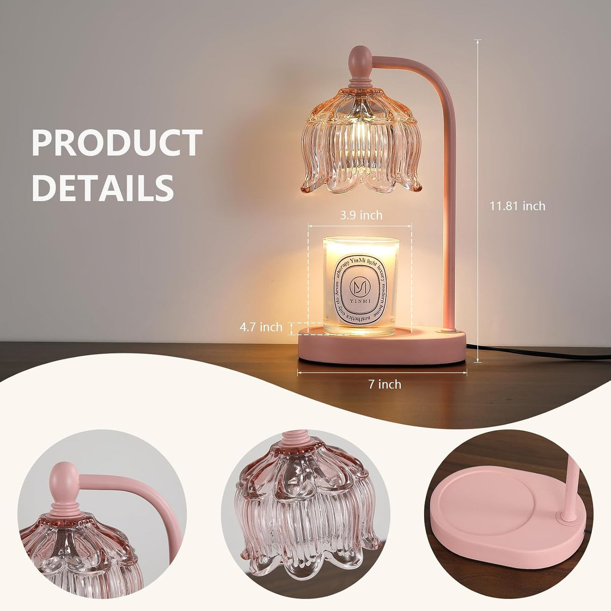 MEIXISUE Candle Warmer Lamp with Timer and Dimmer,Electric Gold Light Gifts for Women Melt Wax Warmer Lamp with 2 Bulbs for Candle Jars House Warming New Home Decor Bedroom