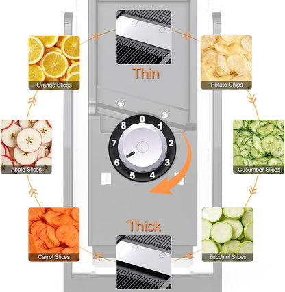 ONCE FOR ALL Safe Mandoline Slicer, Vegetable Slicer Potato Slicer, Gray | Vegetable Slicer For Food Potato Slices, Thickness Adjustable 0.1-8 mm Kitchen Artifact Fast Meal Prep, Gift, Only Slicer