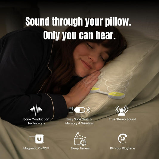 Jabees Peace Duo Pillow Speaker for Sleeping – Dual Under Pillow Speakers for Side Sleepers, Bluetooth + SD Card with Preloaded Sleep Sounds, Sleep Timer, No Earbuds Needed (Sunrise Yellow)
