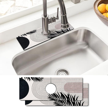 Sink Faucet Absorbing Mat, 2 Pack Drying Mat Around Faucet Sink Splash Guard Behind Faucet Sinkmat For Kitchen Bathroom Island Rv 24 * 5.5 Inch (60 * 14 cm)