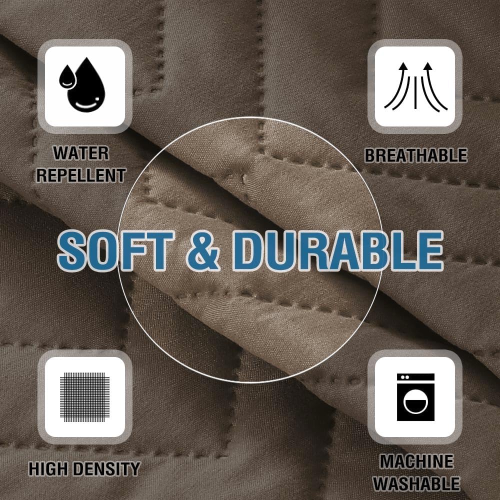 H.VERSAILTEX Water Resistant Armrest Covers for Sofa, 2 Pack, Ivory/Beige | Waterproof Armchair Caddy, Couch Arm Covers Remote Control Holder Sofa Armrest Organizer for Magazine, Tablet, Phone, iPad