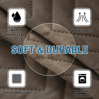 H.VERSAILTEX Water Resistant Armrest Covers for Sofa, 2 Pack, Ivory/Beige | Waterproof Armchair Caddy, Couch Arm Covers Remote Control Holder Sofa Armrest Organizer for Magazine, Tablet, Phone, iPad