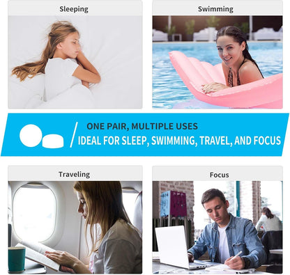 LYSIAN Moldable Silicone Ear Plugs for Sleep and Swim, 5 Pairs, Blue