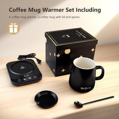 Coffee Mug Warmer Set, 12 Mode Timer & 36W Coffee Cup Warmer for Desk Auto Shut Off, 9 Mode Temperature, Best Gift for Women Men Coffee Lover, 14oz