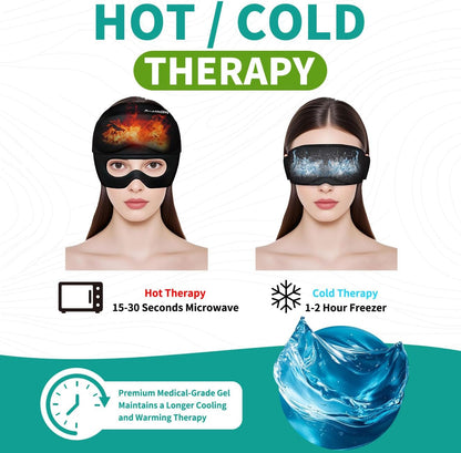 3-in-1 Headache Migraine Relief Cap with Neck Ice Pack Ice Eye Mask