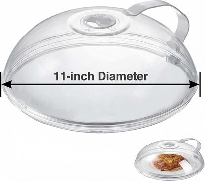 11 Inch Microwave Splatter Cover, Microwave Cover for Food with Handle & Adjustable Steam Vents, Anti-Splatter Plate Lid for Heating, Splatter Guard for Microwave Oven, BPA-Free