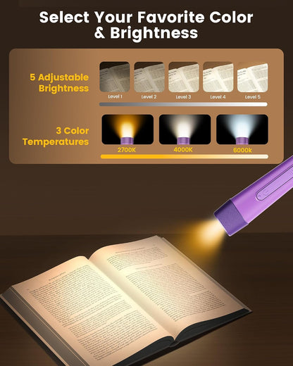 Glocusent Neck Light with Timer, 100 Hours Book Light for Bedtime Reading | Neck Reading Light, 3-Color, 5 Brightness, Bendable, Ergonomic, 1600mAh, Rechargeable, Eye Care, Sleep Aid, Travel Lock, Gift
