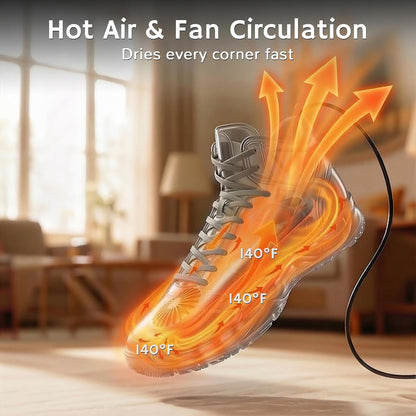 AIRTHEREAL SD32 Portable Shoe and Boot Dryer with Fan Heater, Ultra Silent | 12V DC and AC, 1-12 Hour Timer, Compact and Lightweight for Car or Home, Designed for Travel, Camping and Road Trips