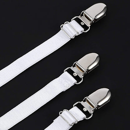 Boao 12 Pcs Bedsheet Strap Elastic Clip, White, 4-8 Inch Length