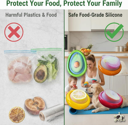 Set of 4 Reusable Avocado Saver and Onion Storage– Eco-Friendly – Keep Leftovers Fresh Without Plastic Bags. Fruit and Veggie Savers for Avocados, Lemons, Onions, Tomatoes & Salad