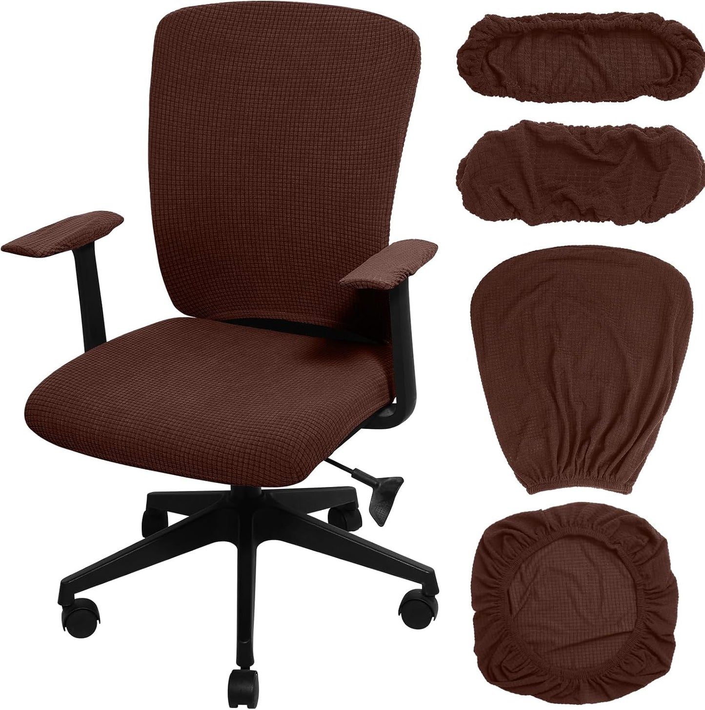 Tallew 4 Pcs Office Chair Covers Set Computer Universal Protective Stretchable Chair Seat Covers Desk Armrest Slipcovers Pads Office Cushion Backrest for Rotating (XL,Silver Gray)