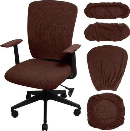 Tallew 4 Pcs Office Chair Covers Set Computer Universal Protective Stretchable Chair Seat Covers Desk Armrest Slipcovers Pads Office Cushion Backrest for Rotating (XL,Silver Gray)