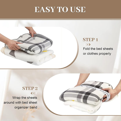 20 Pieces Bed Sheet Organizer Bands with Size Labels for Linen Storage