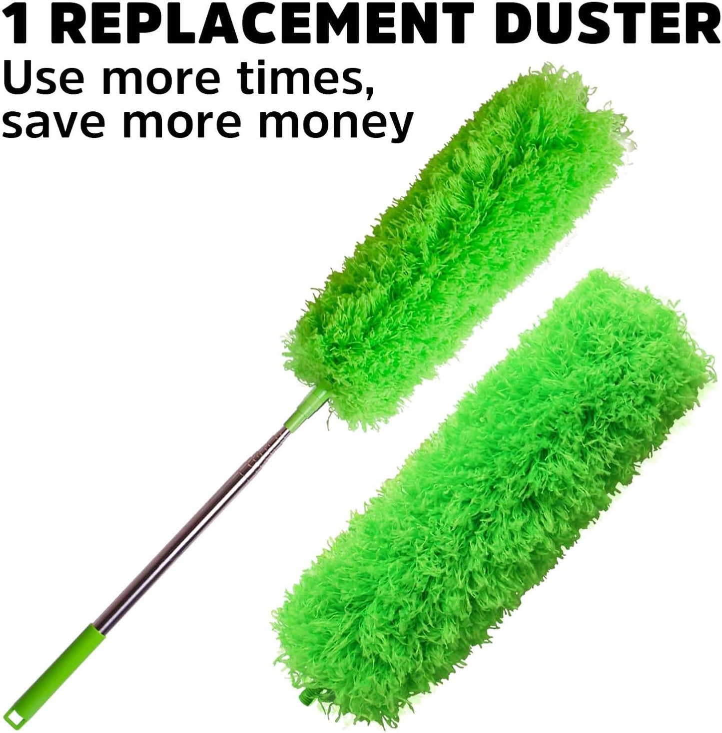 Flat Gap Dust Cleaner with Extendable Pole, Bafezoze Retractable Under Appliance Duster with 2 Washable Microfiber Pads, Slim Flexible Gap Mop for Cleaning Under Bed Sofa Cabinet Refrigerator Gray