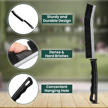Crevice Cleaning Brush Set – 3Pcs Hard Bristle Cleaning Tools for Grout, Tile Floors, Gaps & Narrow Spaces – Small Grout Scrub Brush for Cleaning Bathroom, Shower, Window Tracks, Kitchen | Grout Scrub Brush for Tile Floors, Bathroom, Shower, Window