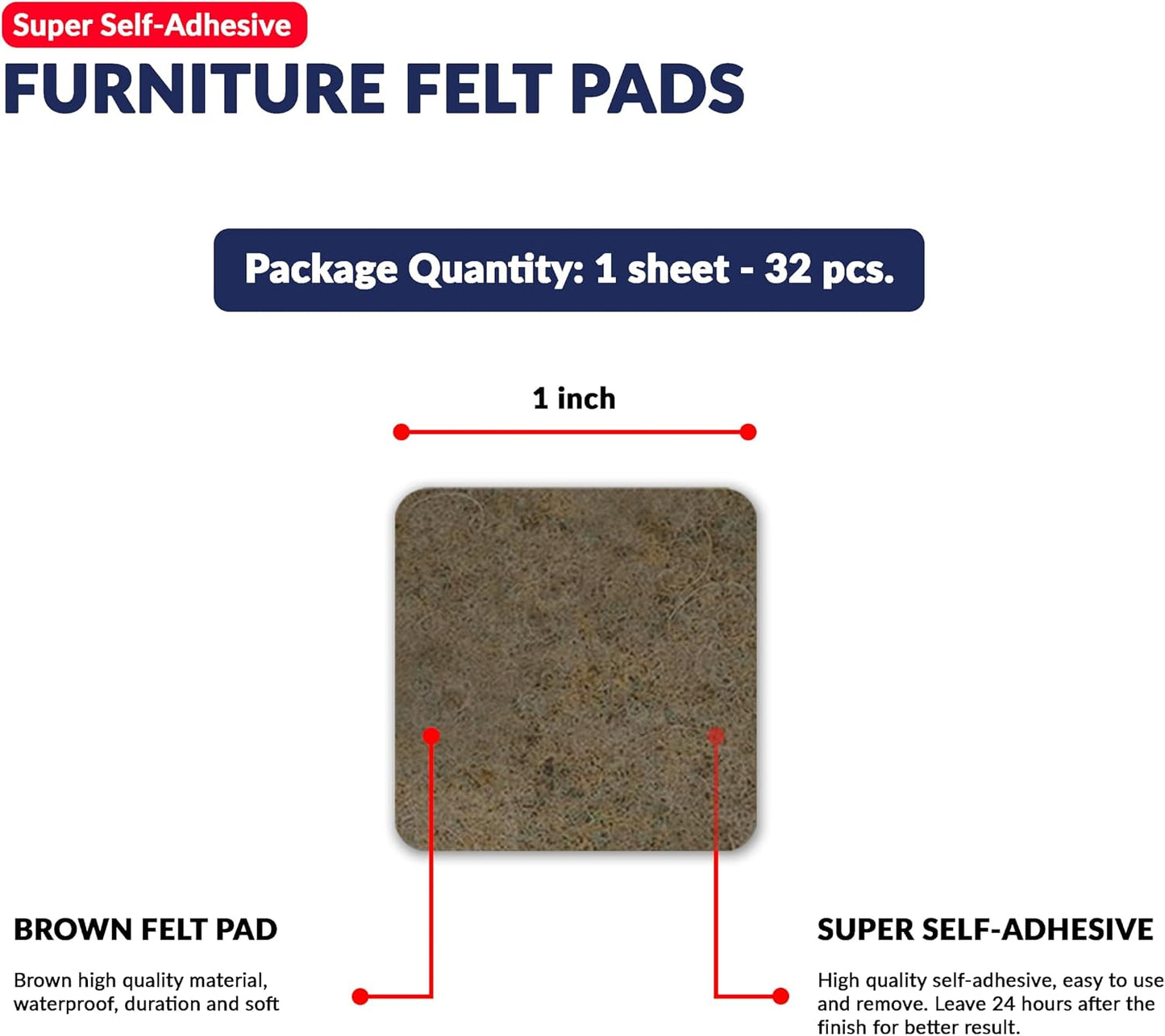 Furniture Felt Pads Brown 144 Pcs Strong Self Adhesive Protectors for Hardwood Floors Laminate Flooring Furniture Feet Chair Legs Table Cabinet Couch Non Scratch Peel Stick Felt Pad Set for All Floors