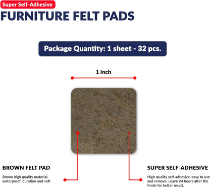 Furniture Felt Pads Brown 144 Pcs Strong Self Adhesive Protectors for Hardwood Floors Laminate Flooring Furniture Feet Chair Legs Table Cabinet Couch Non Scratch Peel Stick Felt Pad Set for All Floors