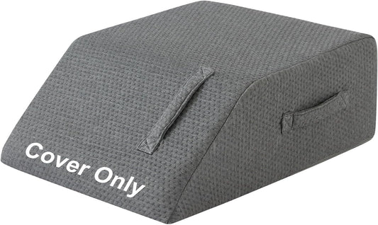MEGCXIT Leg Pillow Elevation Blood Circulation Cover, Leg Wedge Pillow Case, Leg Elevating Pillowcase for After Surgery, Foot Knee Pillow Replacement Cover Only, 23.6×16.8×8 Inch, Deep Grey