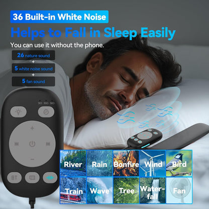 Pillow Speaker for Sleeping w/Remote - Without TF Card, White | Bone Conduction Speaker, 36 Built-in White Noise, Flat Thin Wireless Speaker under Pillow for Side Sleepers, Dusker Sleep Bar
