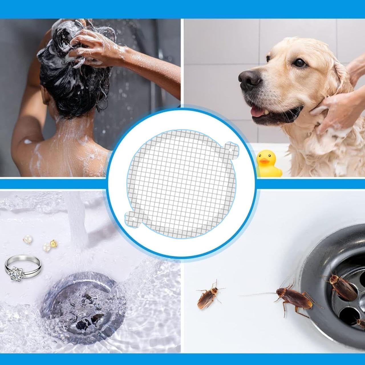 35 Pack Hair Catcher Shower Drain Disposable Mesh Stickers (Round)