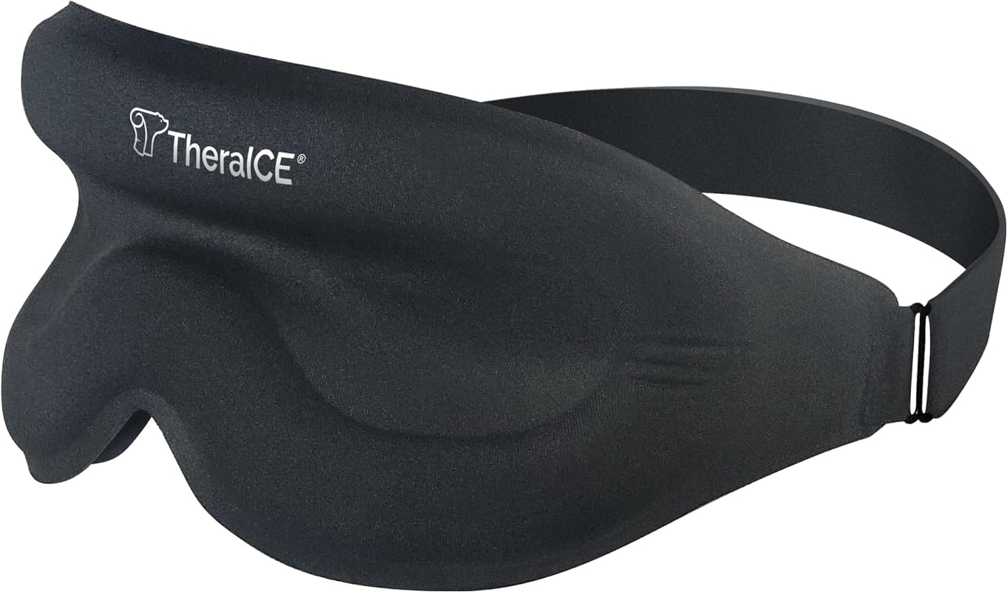 TheraICE Sleep Mask + Cooling Gel Relief - Weighted Sleep Eye Mask 100% Blackout 3D Cold Relaxing No Pressure Eye Cover Blindfold to Block Light for Comfortable Soothing Night Sleeping | Men & Women | Soft Blindfold Cold 3D Contoured No Pressure Eye