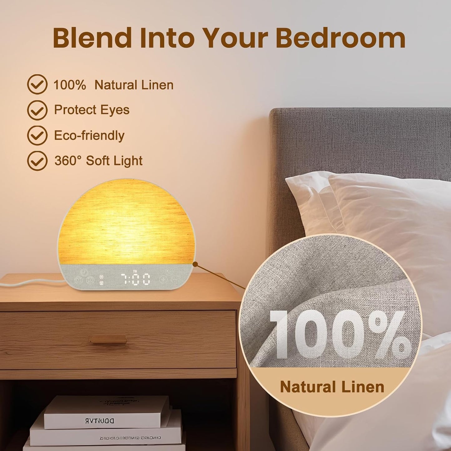 JONRRYIN Sunrise Alarm Clock Wake Up Light for Heavy Sleeper with Remote | 37 White Noise Sounds, Tap Snooze, Bluetooth, USB Charging, 15 Color Night Light, Ideal for Kids, Adults, Reading & Nursery