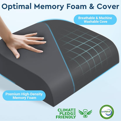 Seat Cushion, Memory Foam Office Chair Cushion, Black, Large | Office Desk Accessories, Butt Pillow for Long Sitting Sciatica, Coccyx, Tailbone, Hip Pain Relief - for Home, Car, Airplane