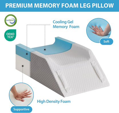 MEGCXIT Leg Pillow Elevation Blood Circulation, Wedge Pillow for Legs Swelling, Knee Pillow Wedge Post Surgery, Leg Elevation Pillows for After Surgery, Memory Foam Foot Leg Elevating Pillow, Grey