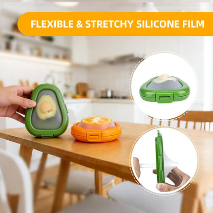 KMOSENIA Avocado Saver, Fruit Storage Containers for Fridge, 2 Pack | Avocado saver with silicone seal for fridge storage. Keeps cut fruits and vegetables fresh, organized and reusable.