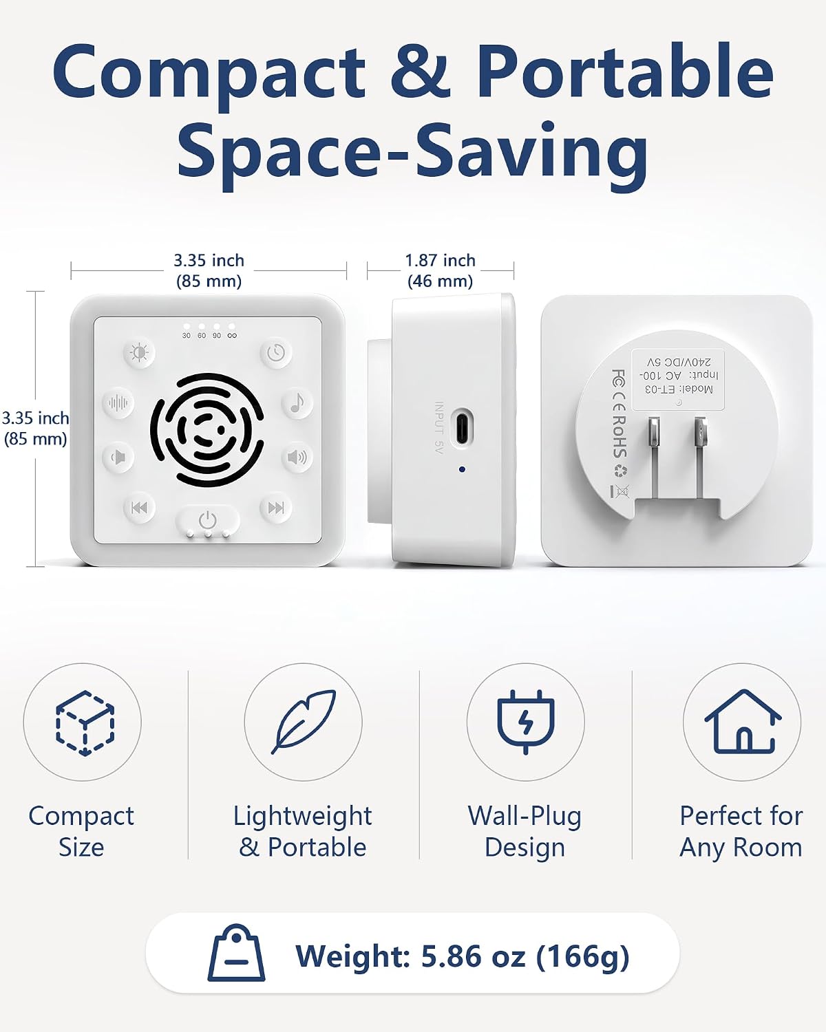 Office Privacy & Noise Canceling White Noise Machine: 90dB 30-Level Volume