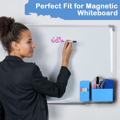 KITANIS Magnetic Pen Holder,2 Pack Magnetic Dry Erase Marker Holder with Generous Compartments,Strong Magnet Storage Marker Pen Pencil Organizer for Refrigerator,Whiteboard,Locker Accessories