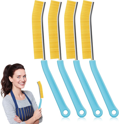 JOYMOOP 4 Pack Crevice Cleaning Brush, Hard Bristle Grout Brush, House Cleaning Supplies, Magnetic Gap Cleaning Brush for Kitchen, Bathroom, Window, Toilet, Multifunctional Cleaning Tools-4 Colors