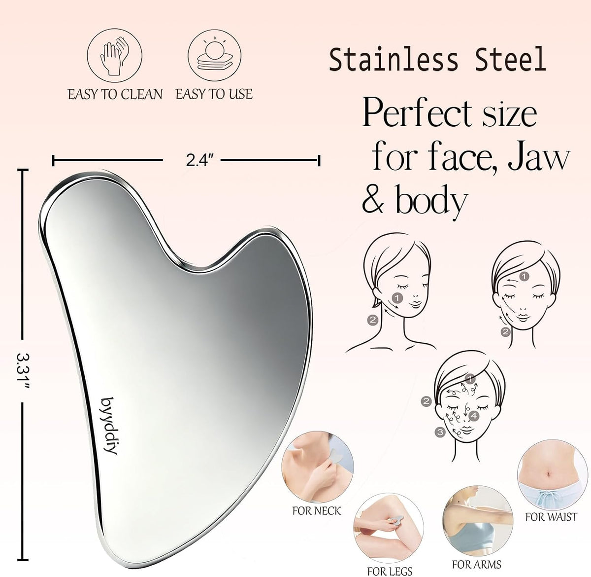 BYYDDIY-Large and Small Set,Stainless Steel Gua Sha Muscle Scraper Tool-Scraping Massage Tools,Scar Tissue Tool for Physical Therapy Tool