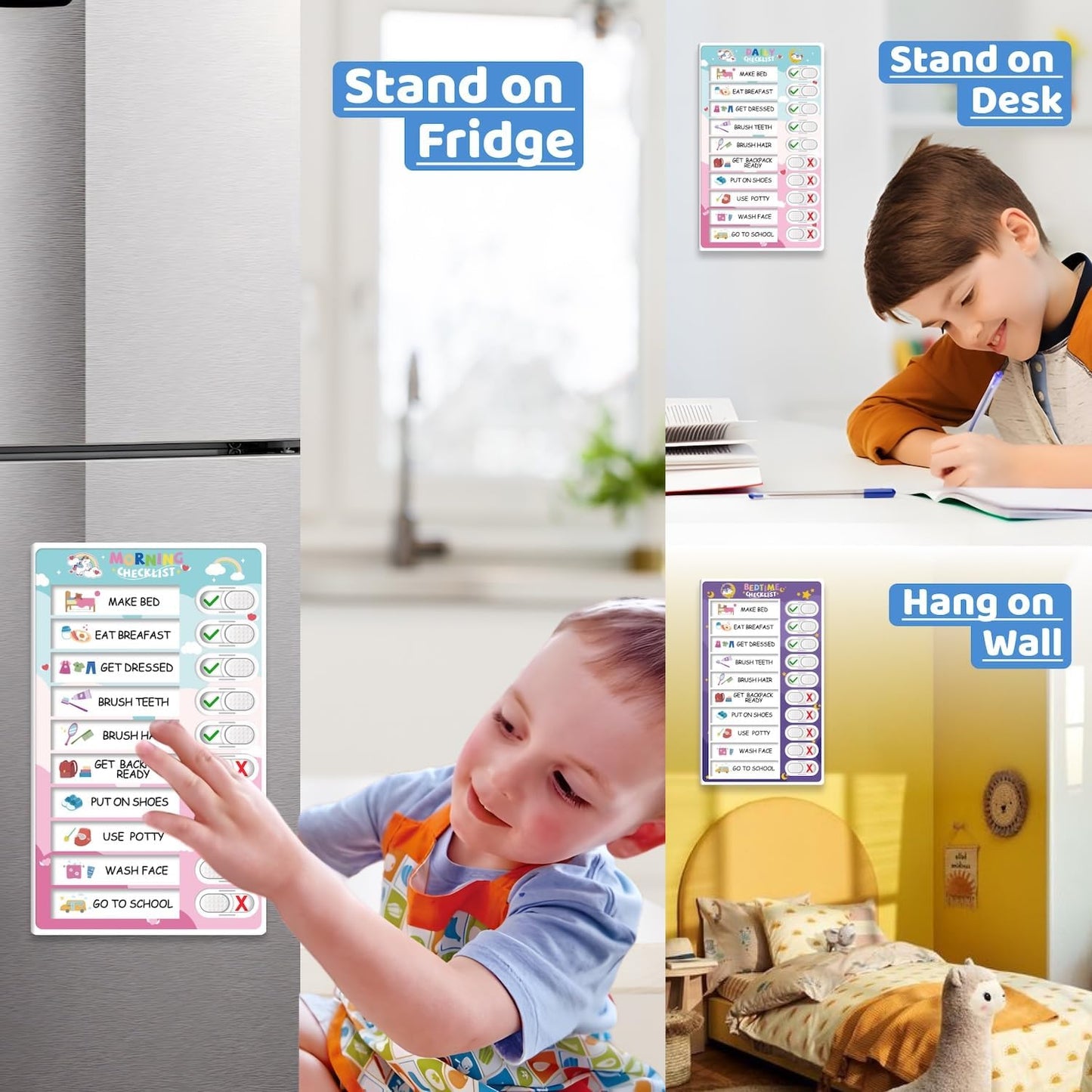 CustomMaster 3 in 1 Bedtime/Morning/Daily Routine Chart for Kids, Magnetic Chore Chart for Kid, Visual Schedule for Kid Toddlers