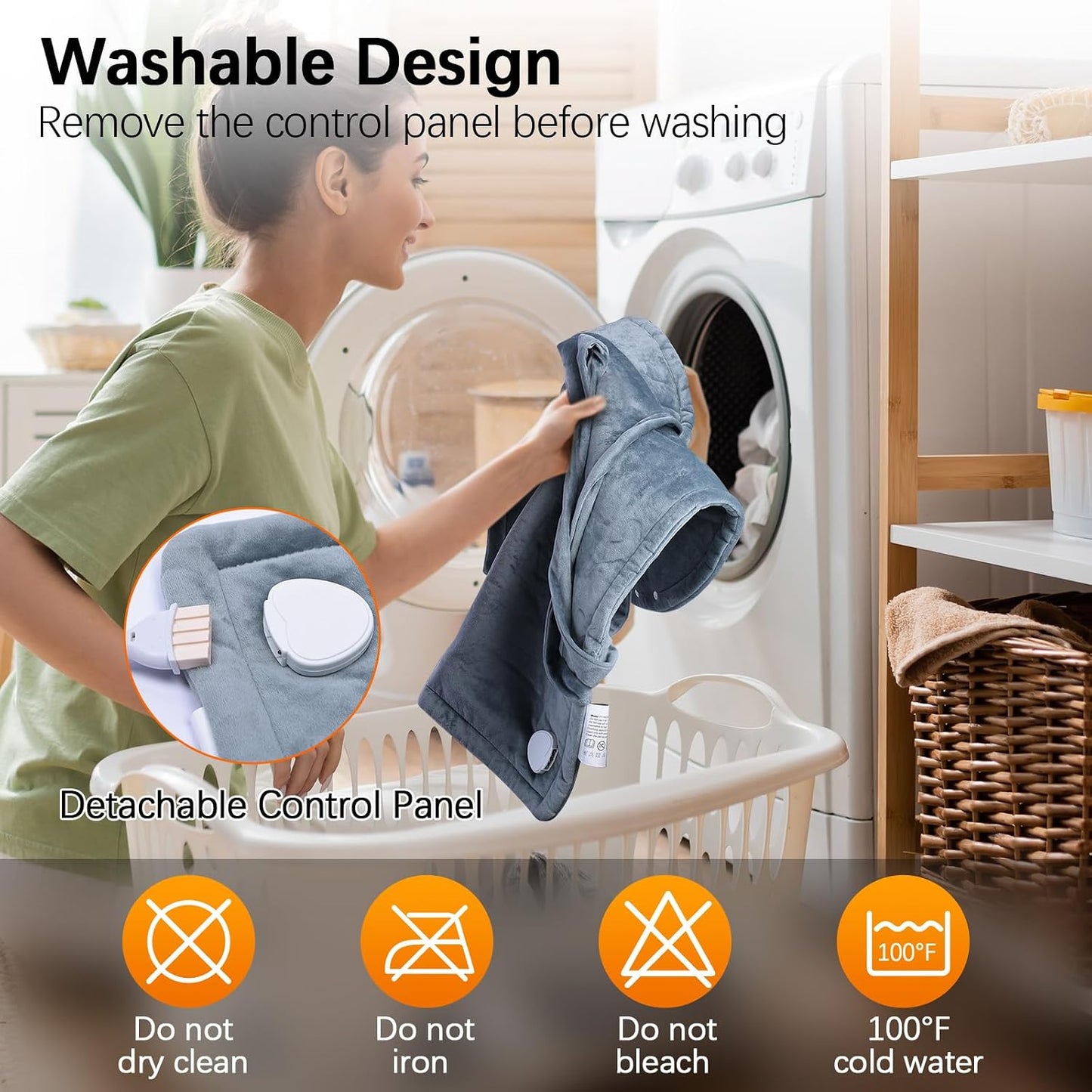 Electric Heated Shawl with Remote Control - 10 Heat Levels, 45/90/120 Minute Timer, 120W Warmth, 60X84CM Grey Flannel, Neck and Back Heating Pads, Detachable Cord, Washable