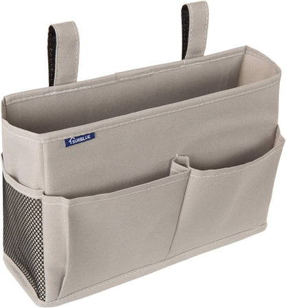 Surblue Bedside Caddy Hanging Organizer Storage Bag Pocket for Bunk, Hospital, College Dorm Rooms, Baby Bed Rails, Camp - 4 Pockets, 2 Hooks (Blue)