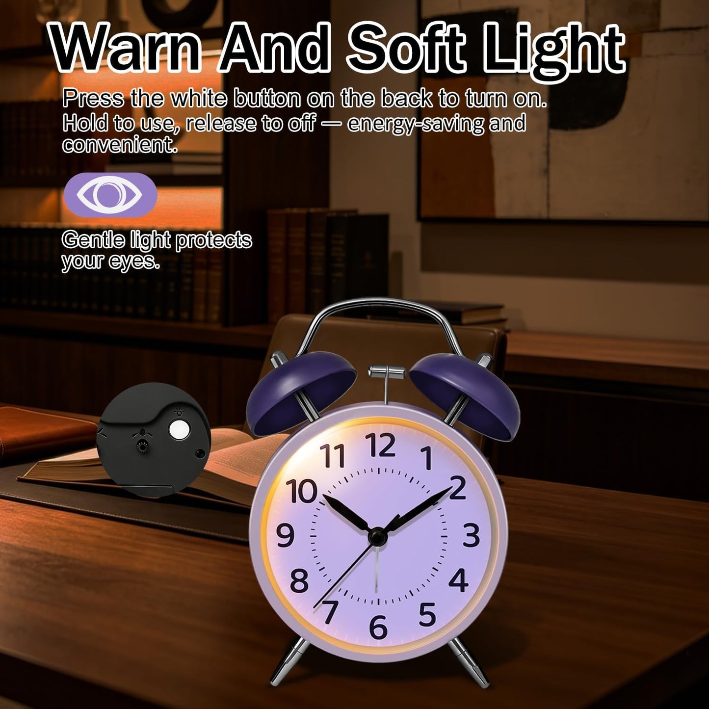 4.5" Analog Alarm Clock for Heavy Sleepers, Loud Battery Operated Alarm Clocks with Light, Metal Silent Desk Clock for Bedrooms, Retro Bedside Clocks for Kids Girls Women Mother Seniors, Pink