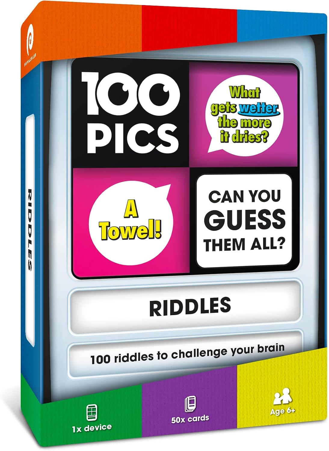 Logos Travel Game - Guess 100 Logos | Flash Cards with Slide Reveal Case | Card Game, Gift, Stocking Stuffer | Hours of Fun for Kids and Adults | Ages 6+