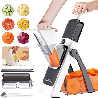 ONCE FOR ALL Safe Mandoline Slicer, Vegetable Slicer Potato Slicer, Gray | Vegetable Slicer For Food Potato Slices, Thickness Adjustable 0.1-8 mm Kitchen Artifact Fast Meal Prep, Gift, Only Slicer