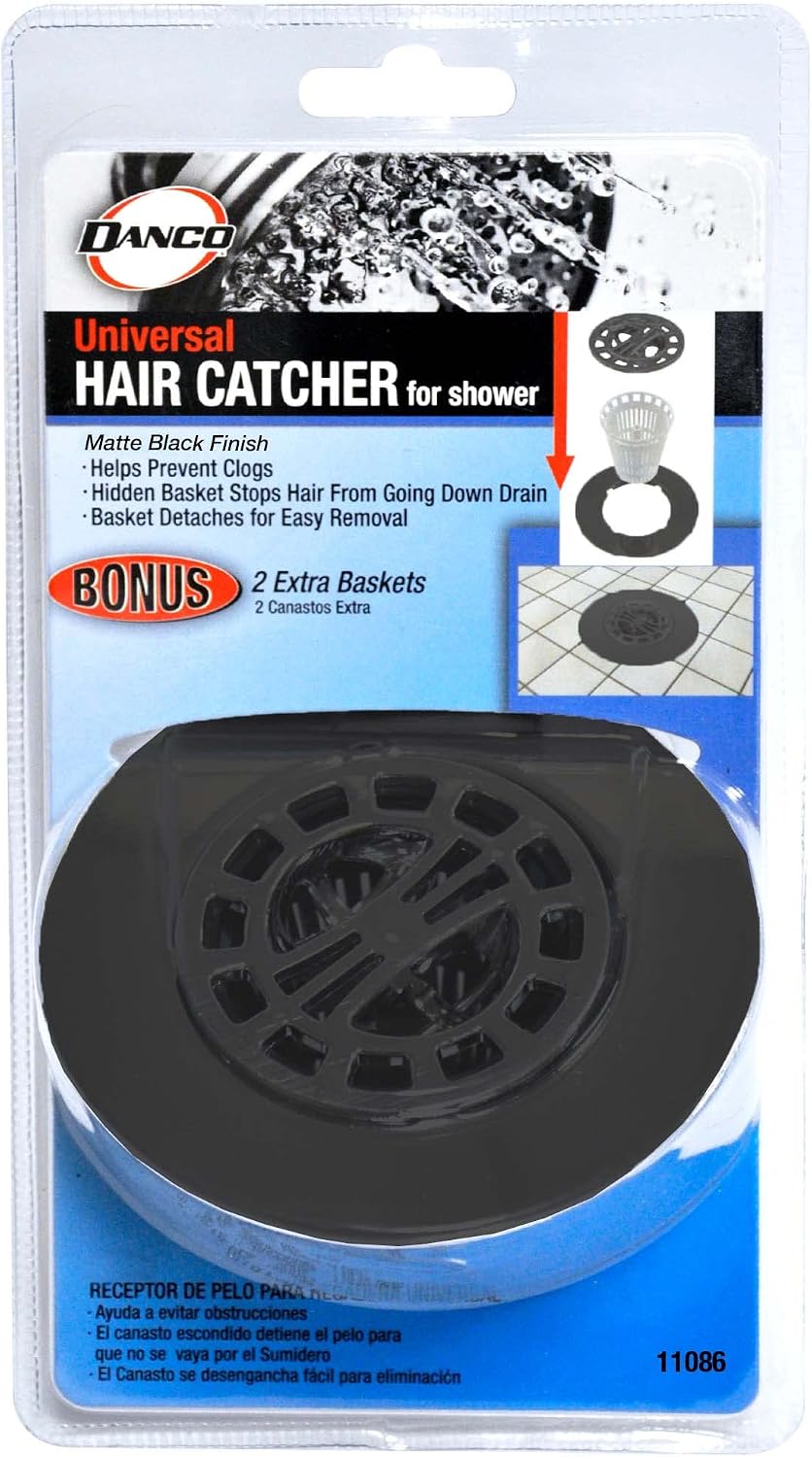 Danco Shower Hair Catcher Baskets, 6-Pack, Black (10739P)