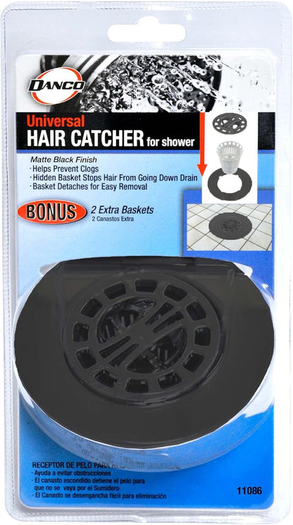 Danco Shower Hair Catcher Baskets, 6-Pack, Black (10739P)
