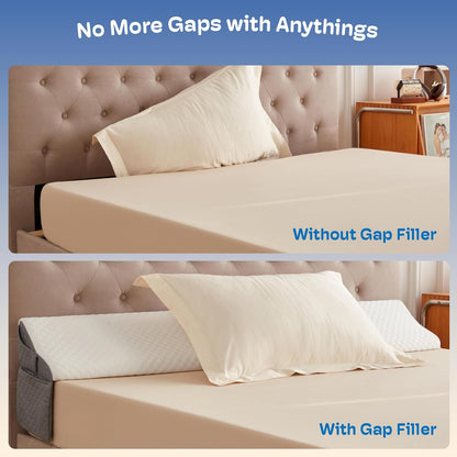 Queen Size Bed Wedge Pillow Headboard, Pillow Wedge for Headboard Gap(0-8") | Mattress Gap Filler Wedge, Stop Items Falling and Get Quality Sleep,Ergonomic Design, Non-Slip, Breathable(60"X10"X6")
