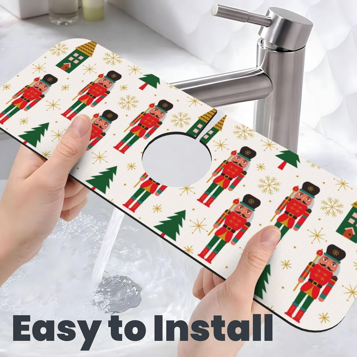 Wildflowers Floral Flower Kitchen Sink Splash Guard Faucet Mat Super Absorbent Fast Drying Mat Sink Gadgets-Fast Drying Pad Sink Mat For Kitchen Bathroom (15" X 5.5" )
